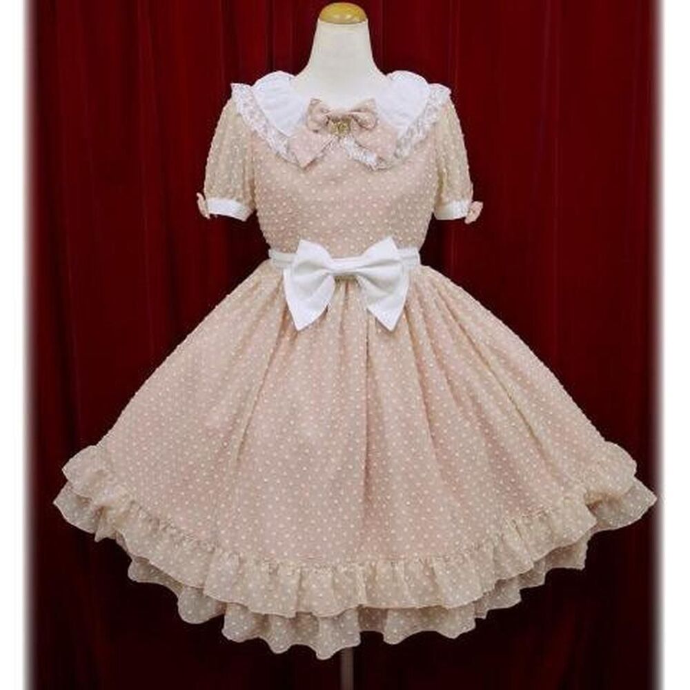 BTSSB Snow Dot Chiffon Peach and White OP Dress